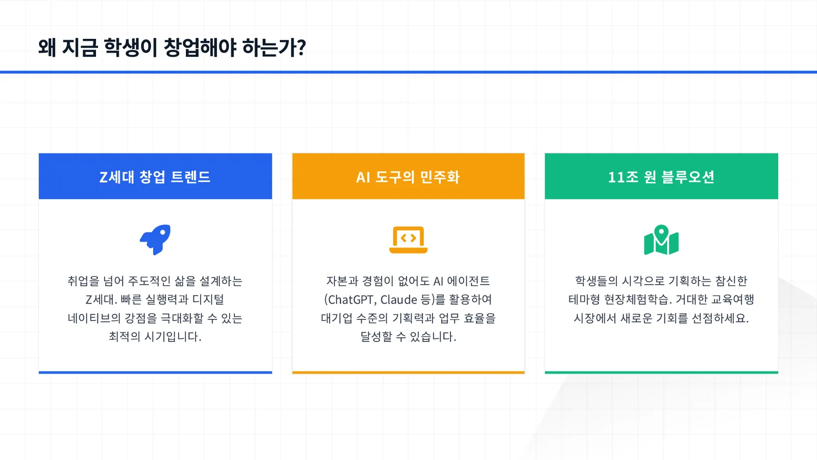AI 에이전트를 활용한 교육여행 학생창업프로그램 1기 모집 2/15