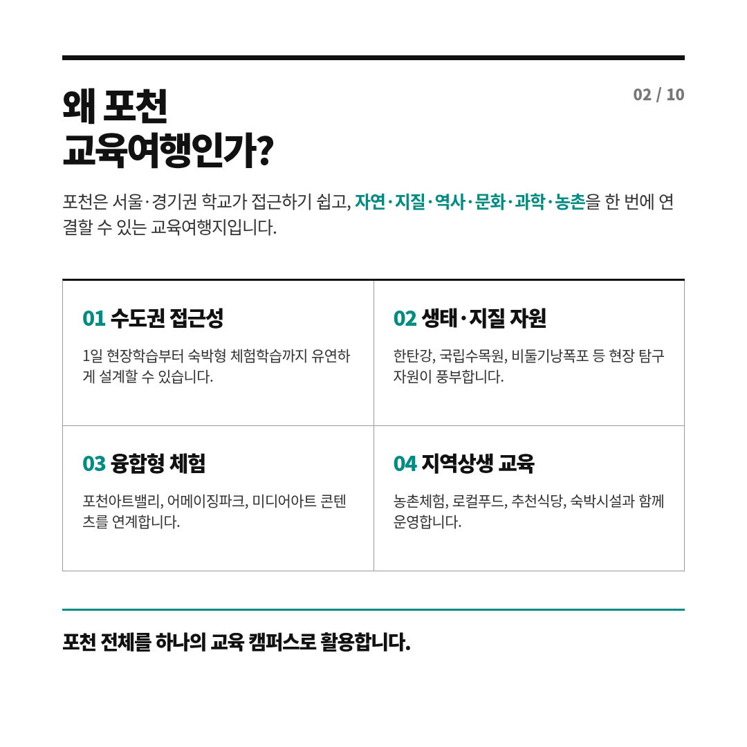 포천시를 활용한 교육여행 프로그램 2/10