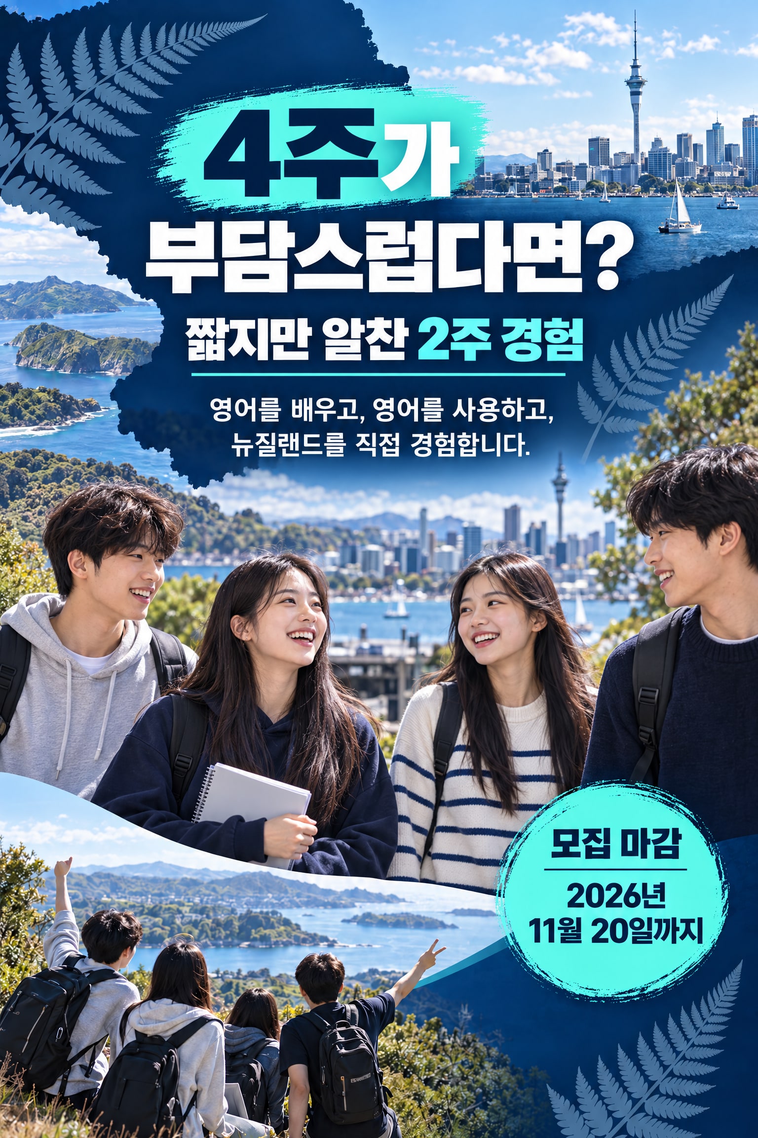 2027 겨울방학 뉴질랜드 2주 Fun English Camp — 오클랜드 영어교육·로토루아·타우포 체험 3/10