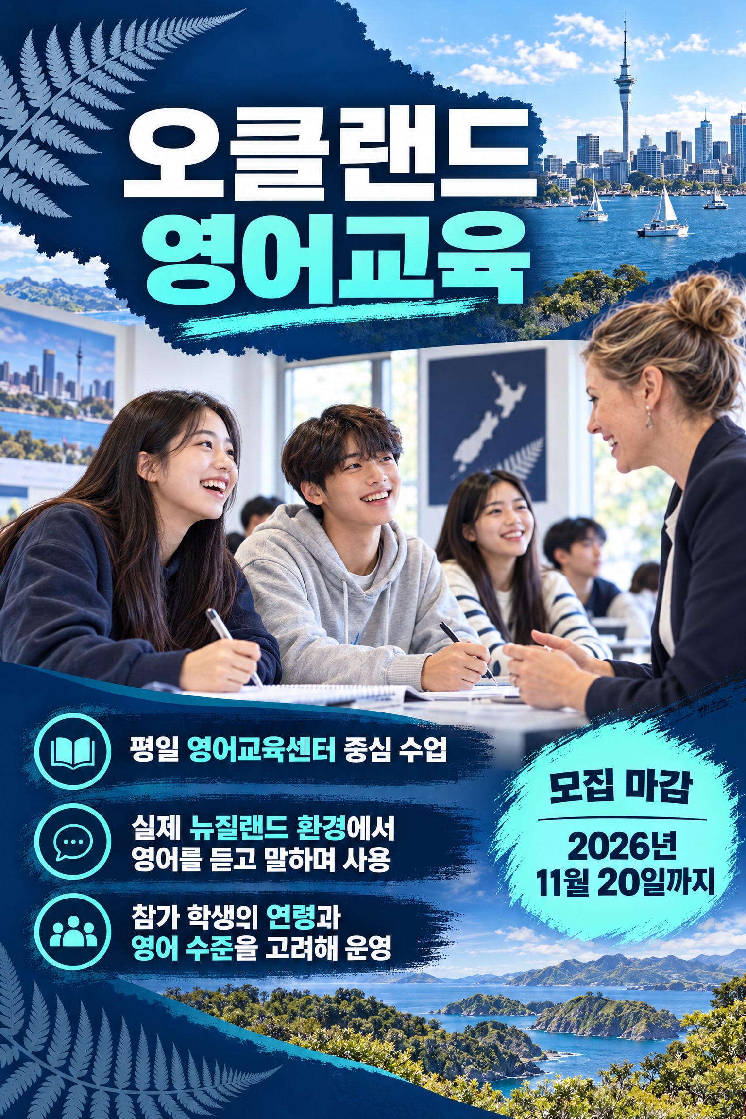 2027 겨울방학 뉴질랜드 2주 Fun English Camp — 오클랜드 영어교육·로토루아·타우포 체험 5/10